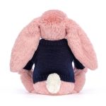 Bashful Petal Bunny with Personalised Navy Jumper
